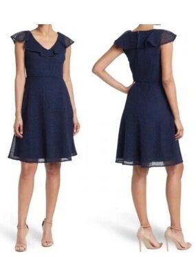 NWT Draper James Heart Lace Flounce shoulder dress, size 0